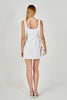 ER | Bow Tie Scoop Neck Mini Dress in White