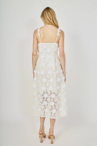 ER | Floral Embroidered Lace Cami Midi Dress in Ivory