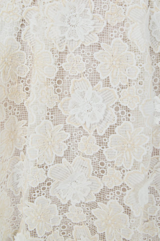 ER | Floral Embroidered Lace Cami Midi Dress in Ivory
