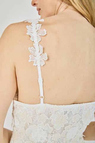 ER | Floral Embroidered Lace Cami Midi Dress in Ivory