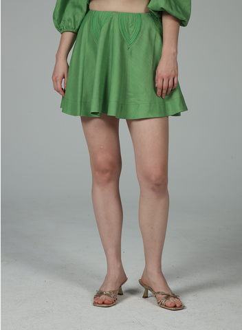 Aylaya | Elena A-Line Embroidery Mini Skirt in Iris