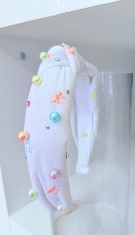 Bari Lynn | Bow & Pearl Linen Knot Headband