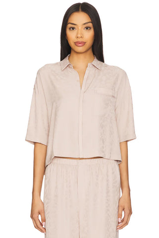 Barefoot Dreams | Washed Satin Jacquard Cropped Shirt