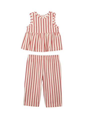 Terracotta Stripe Sleeveless Two Piece