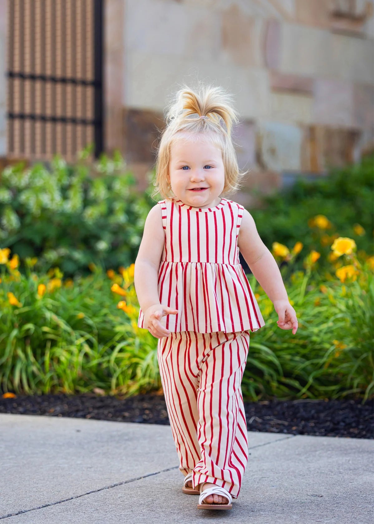 Terracotta Stripe Sleeveless Two Piece