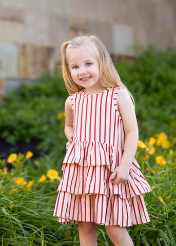 Terracotta Stripe Sleeveless Dress