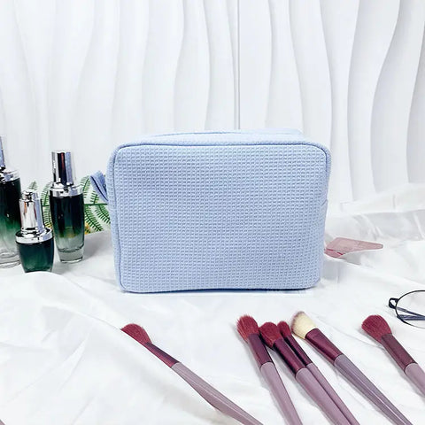 Embroidered Bride Waffle Cosmetic Bag Large