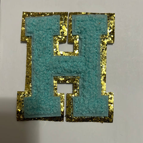 Iron On Patch | 3 Inch | Varsity Letter | Aqua