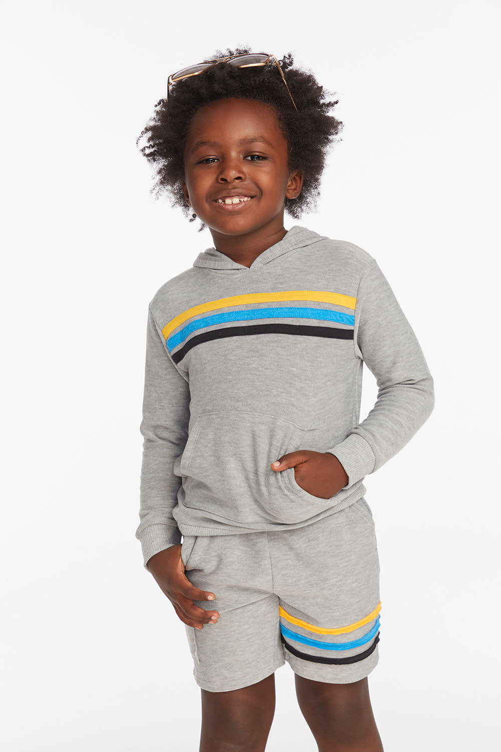 *Chaser: Striped Heather Grey Boys Pullover Hoodie