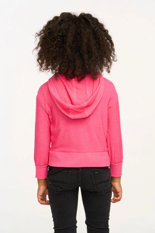 Chaser | Puffy Flamingo Pink Cozy Knit Zip Up Hoodie