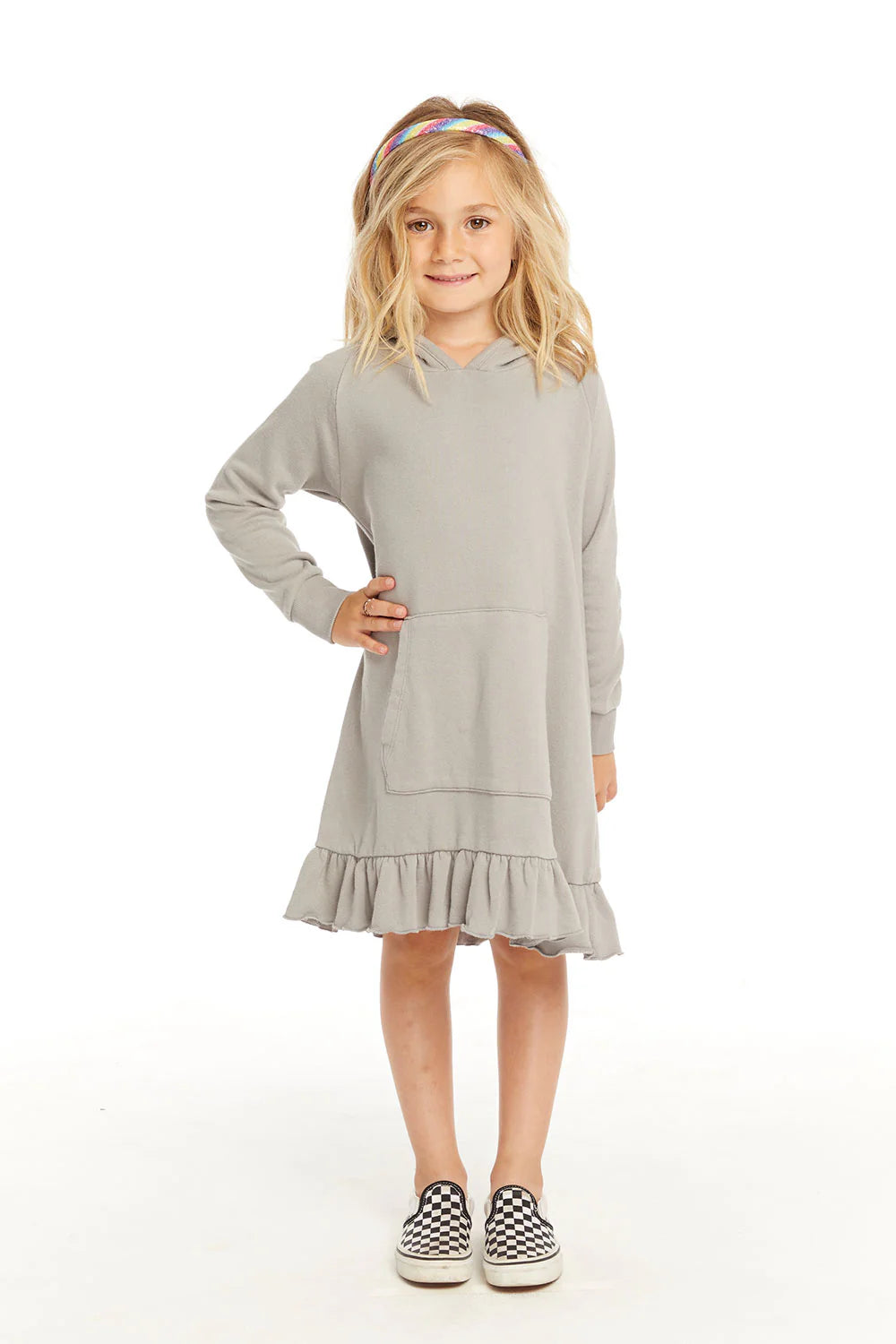 Chaser | Long Sleeve Gravel Grey Hooded Dress