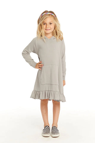 Chaser | Long Sleeve Gravel Grey Hooded Dress