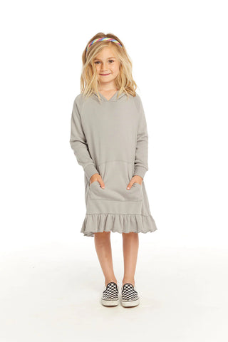 Chaser | Long Sleeve Gravel Grey Hooded Dress