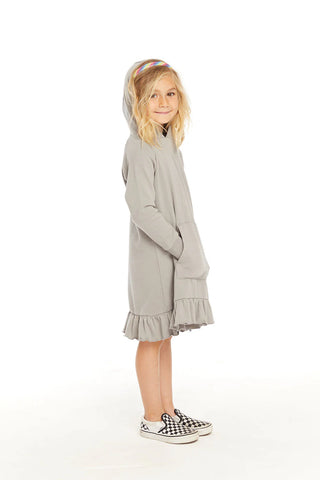 Chaser | Long Sleeve Gravel Grey Hooded Dress