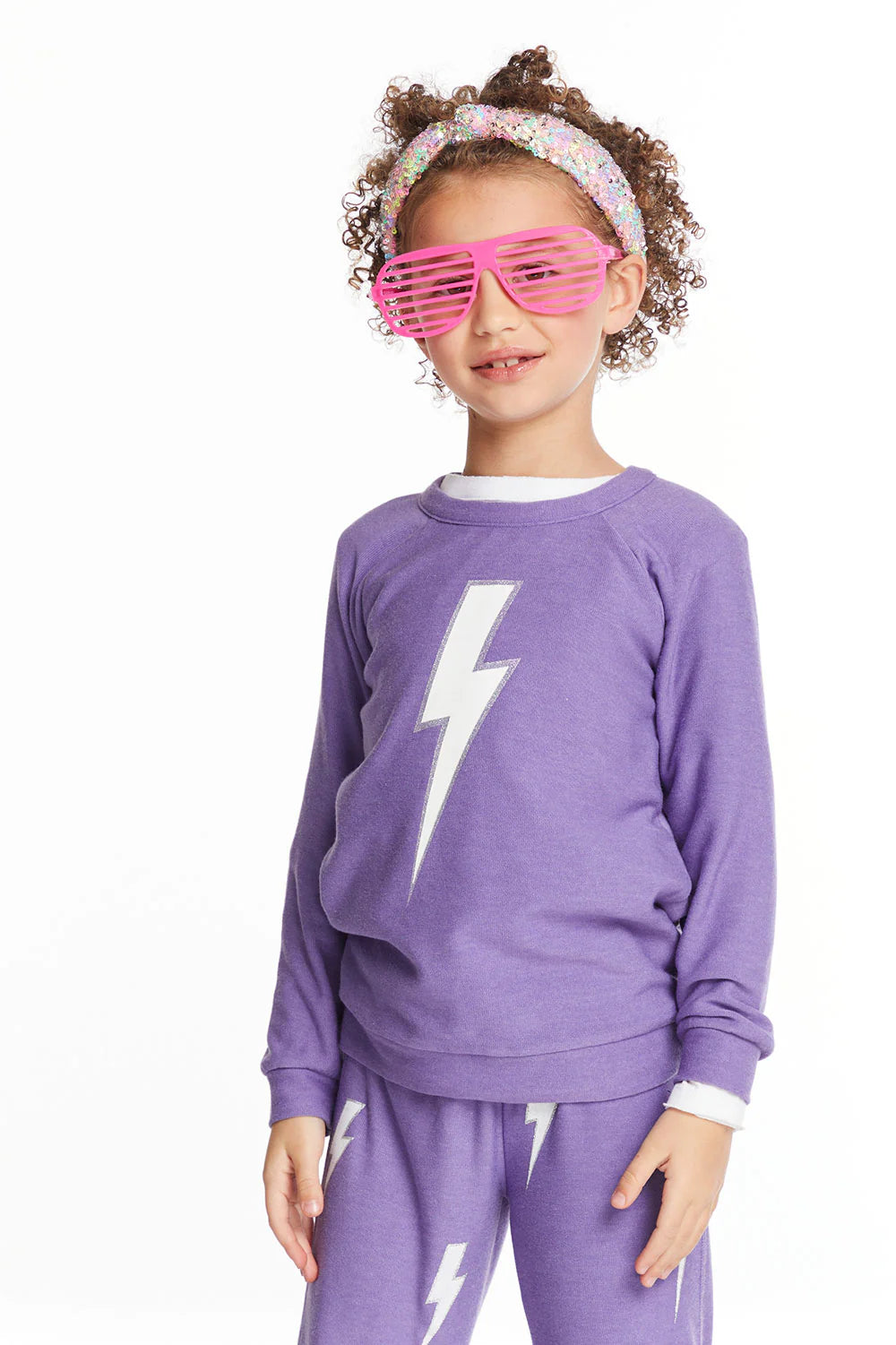 Chaser | Glitter Bolt Girls Raglan Pullover