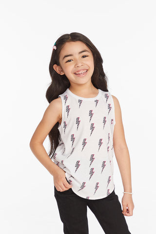 *Chaser: Checkered Bolts Girls Muscle Shirt