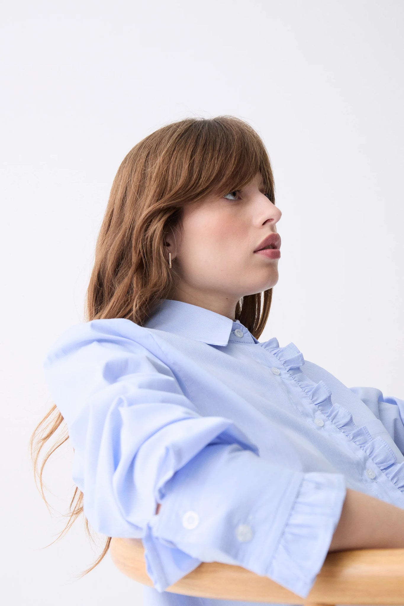 Deluc | Striped Light Blue Top