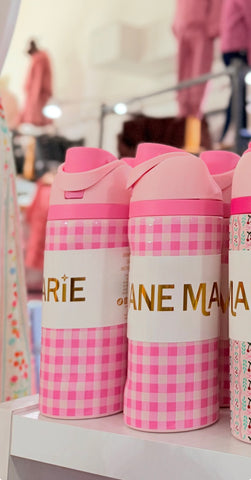 Jane Marie | Pink Gingham Water Bottle