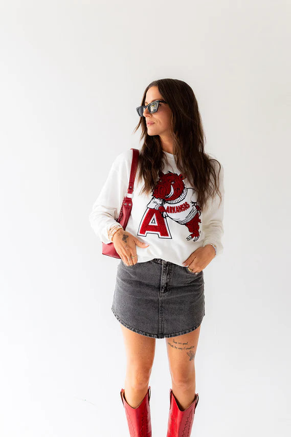 Arkansas Mascot Chenille Crew Neck