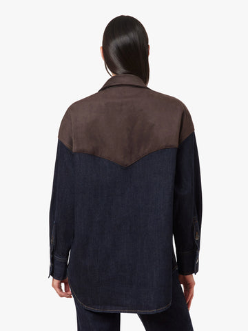 Habitual | LS Suede Mix Denim Shirt Jacket in Rinse