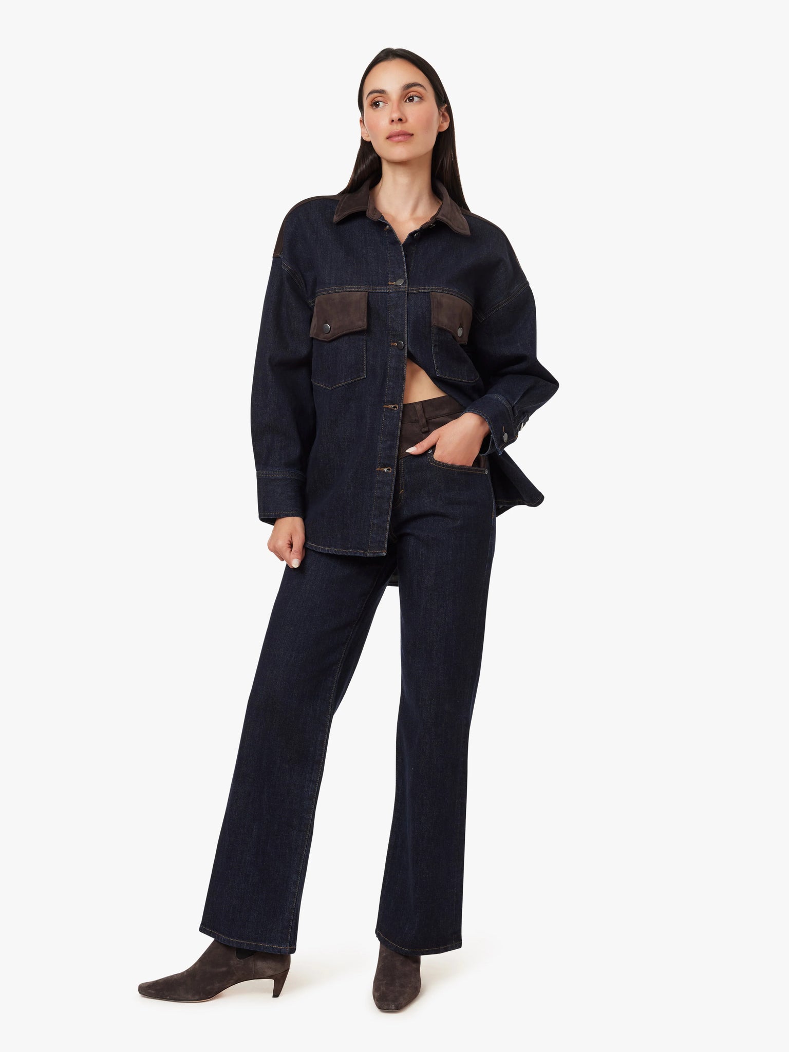 Habitual | Blaine Suede Mix High Rise Straight in Rinse