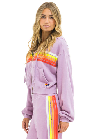 Aviator Nation | 5-Stripe Cropped Zip Hoodie