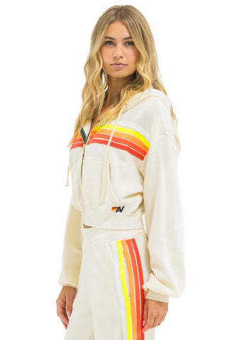 Aviator Nation | 5-Stripe Cropped Zip Hoodie