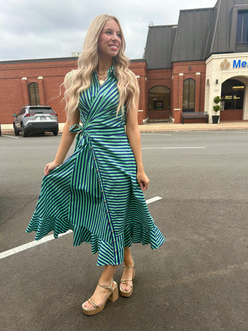 Entro | Striped Midi Collared Dress