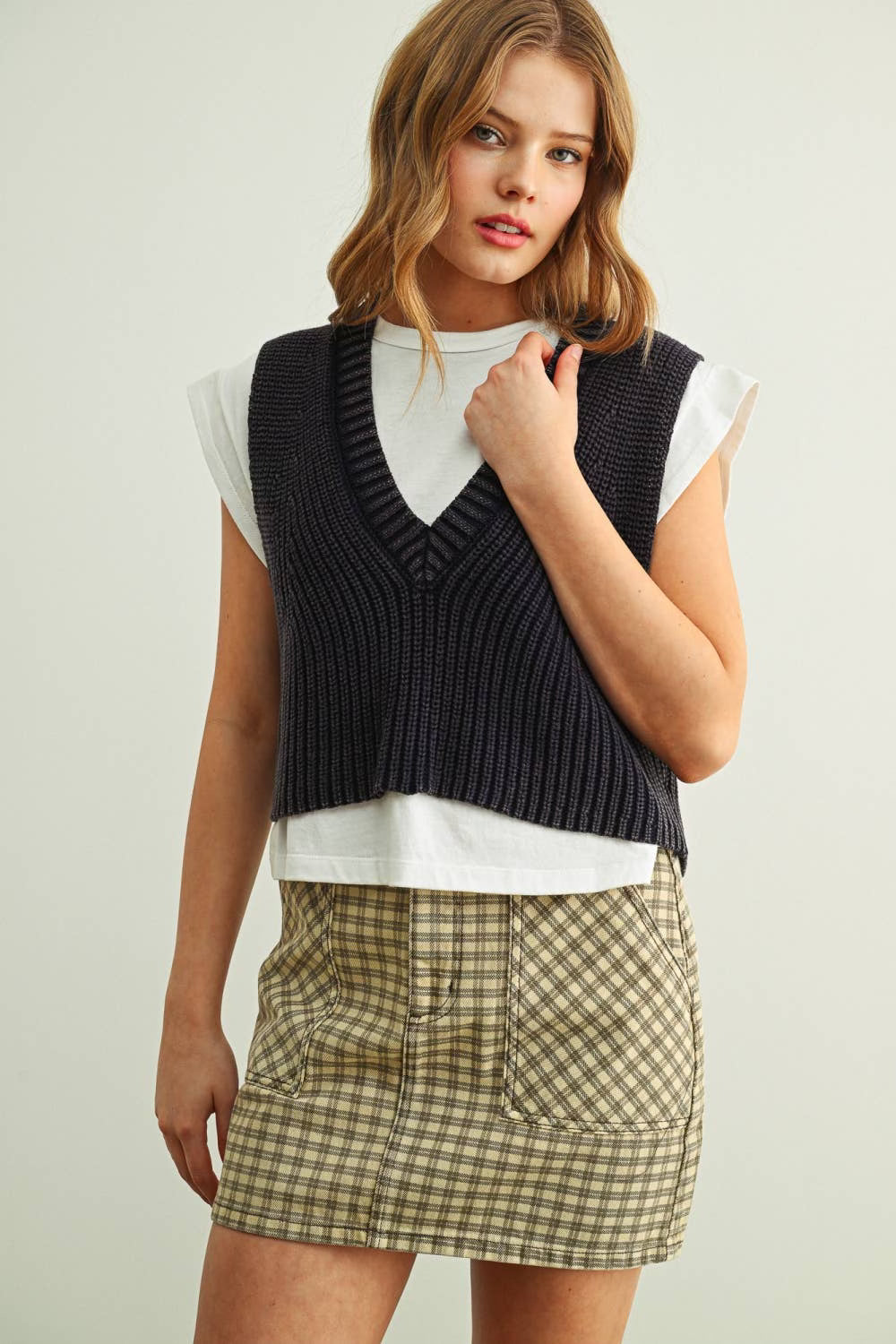 Miou Muse | Sweater Vest with Jersey Top Combo