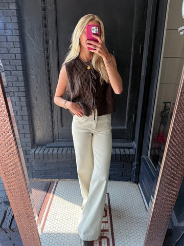 Tie Front Cable Knitted Vest