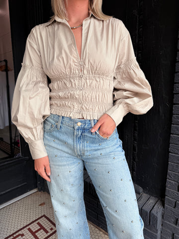 RBJ | Smocked Button Up Long Sleeve