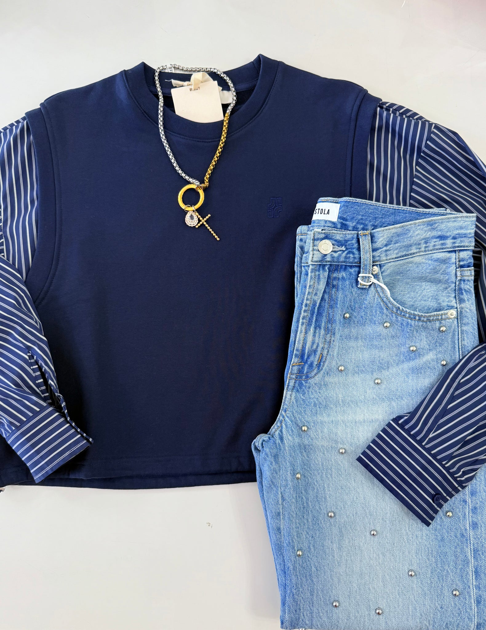 Jiji | Sweatshirt w/ Striped Sleeve