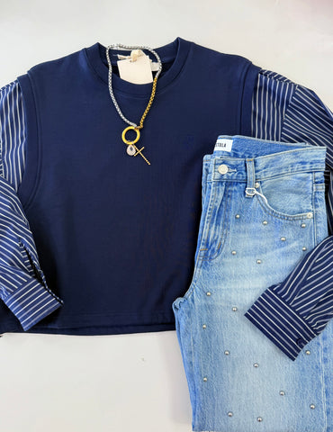 Jiji | Sweatshirt w/ Striped Sleeve