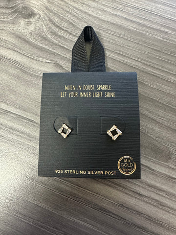 *Sterling Silver Square Diamond Studs
