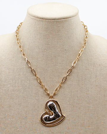 Gold Chain with Gold and Silver Heart