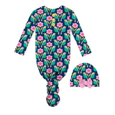 Jane Marie | Birdie Baby Gown and Beanie Set