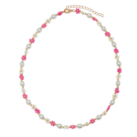 Jane Marie | Flower Pearl Beaded Necklace