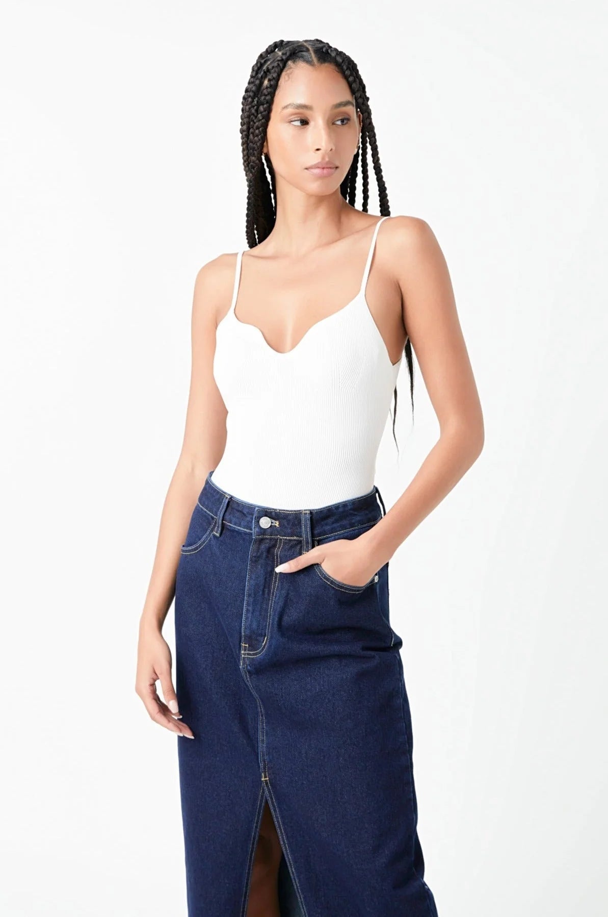 Grey Lab | Sweetheart Neckline Knit Bodysuit