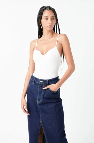 Grey Lab | Sweetheart Neckline Knit Bodysuit
