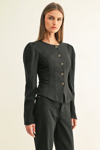 AR | Jaylyn Fitted Jacket in Black Glitter