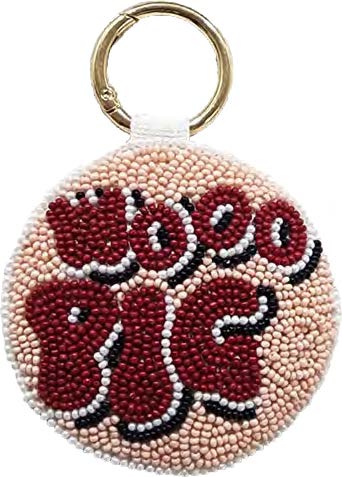 Woo Pig Circle Beaded Keychain