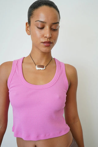 LNA | Kat Rib Crop Tank in Aurora Pink