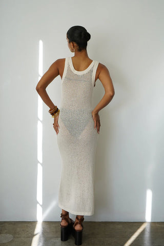 LNA | Tyler Open Knit Tank Dress in Ivory