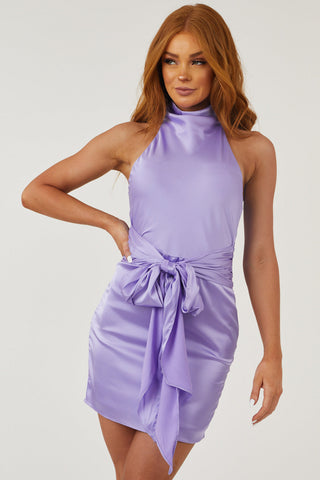 Do+Be Lavender Waist Tie Mini Dress