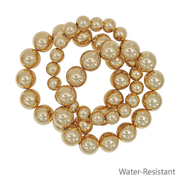 Water Resistant 3 Pack Gold Bracelets
