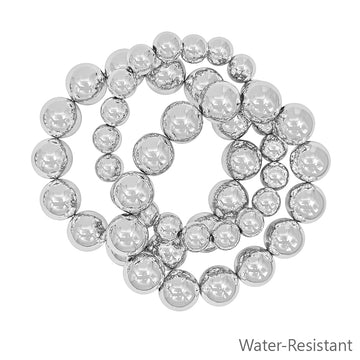 Water Resistant 3 Pack Silver Bracelets