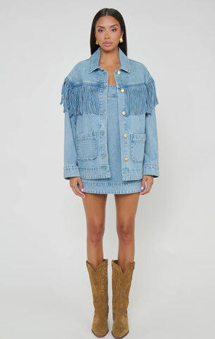 Show Me Your Mumu | Ojai Fringe Jacket in Jet Stream Blue