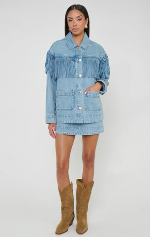 Show Me Your Mumu | Ojai Fringe Jacket in Jet Stream Blue