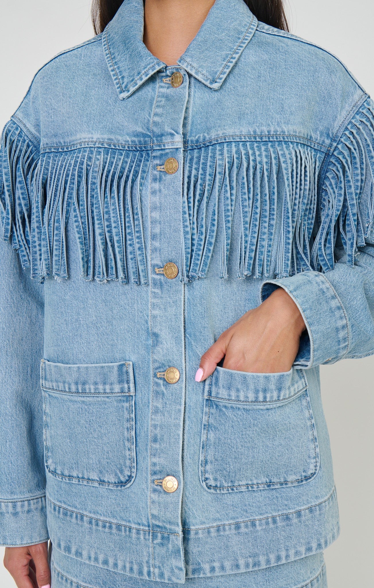 Show Me Your Mumu | Ojai Fringe Jacket in Jet Stream Blue