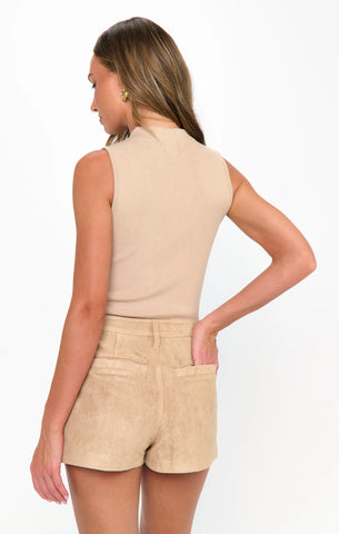 Show Me Your Mumu | Vancouver Skort in Beige Faux Suede
